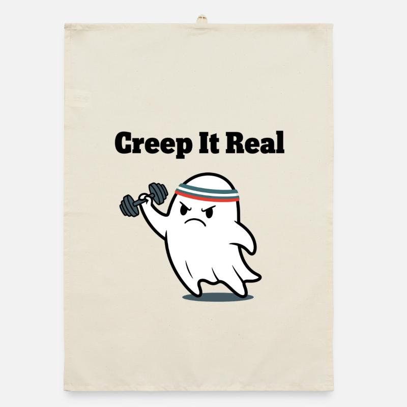 Creep It Real Ghost Workout Organic dish towel