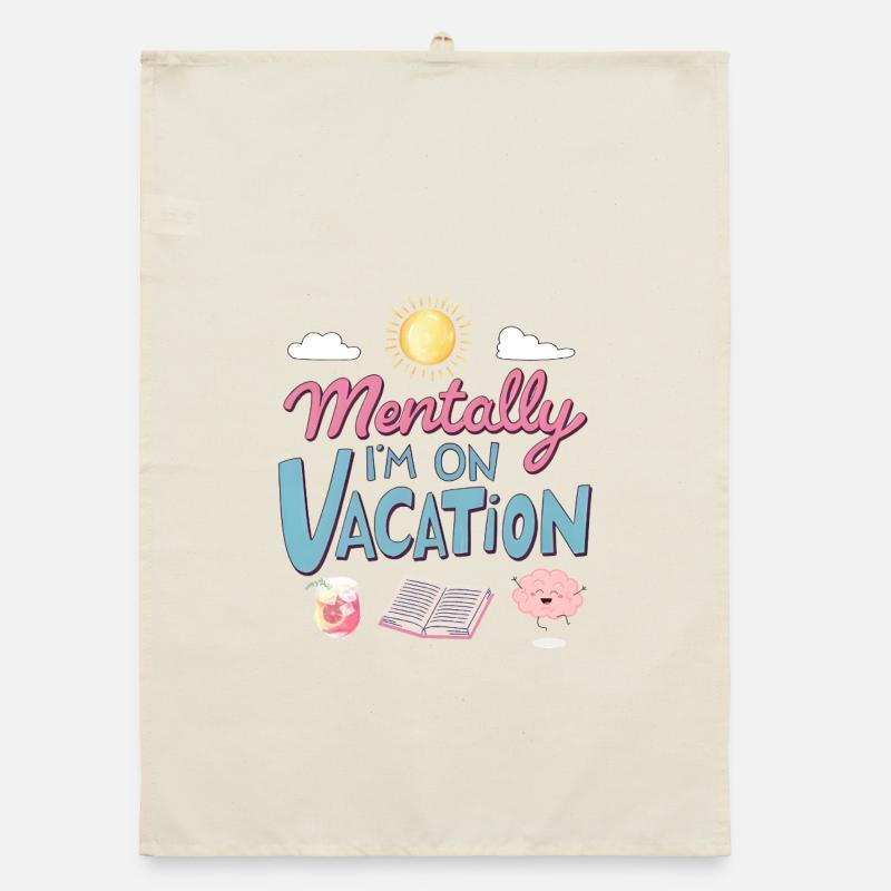 Mentally Somewhere Else Retro Design Organic dish towel