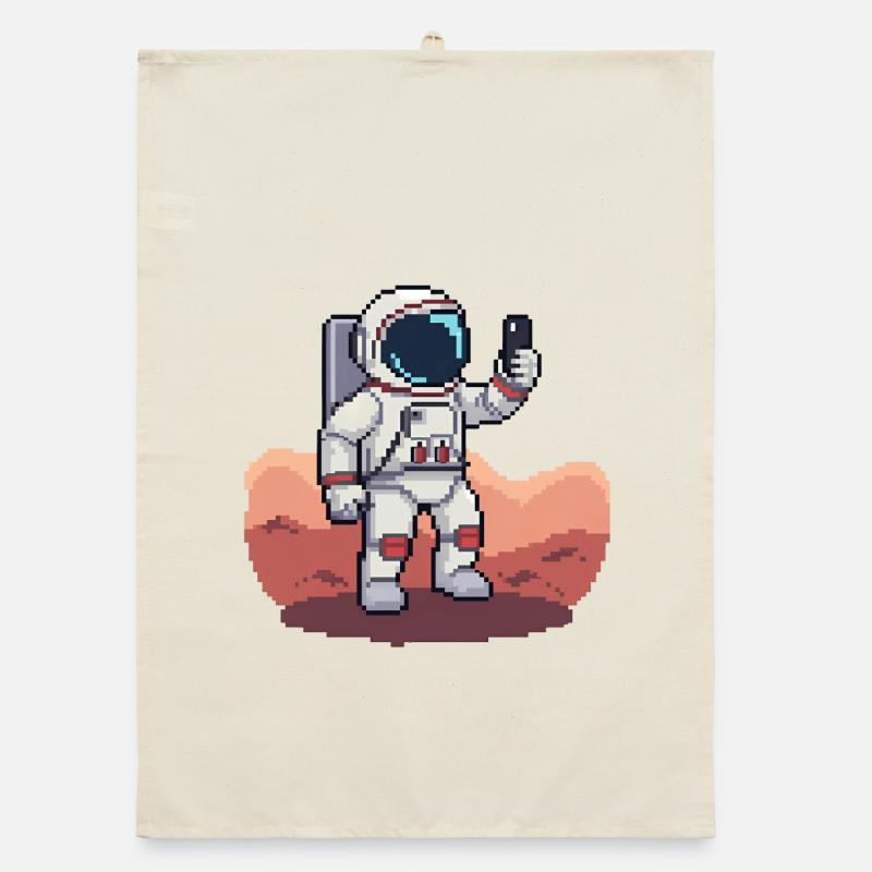 Selfie d’astronaute pixel sur Mars - Style 8 bits Torchon bio
