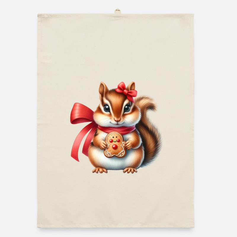 Ingwer-Eichhörnchen mit Keks Organic Geschirrtuch