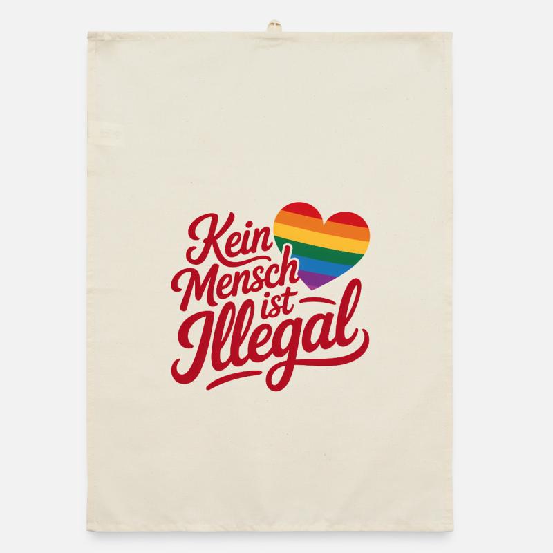 No One Is Illegal - Cool Pride Logo Organic dish towel
