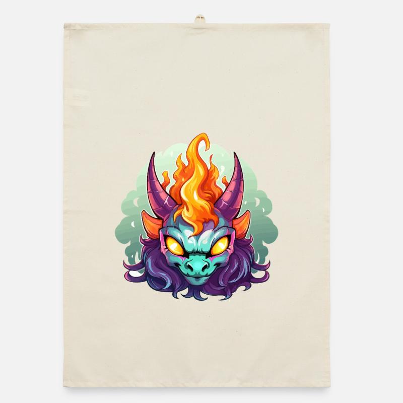 Flame Head Demon Face Organic dish towel