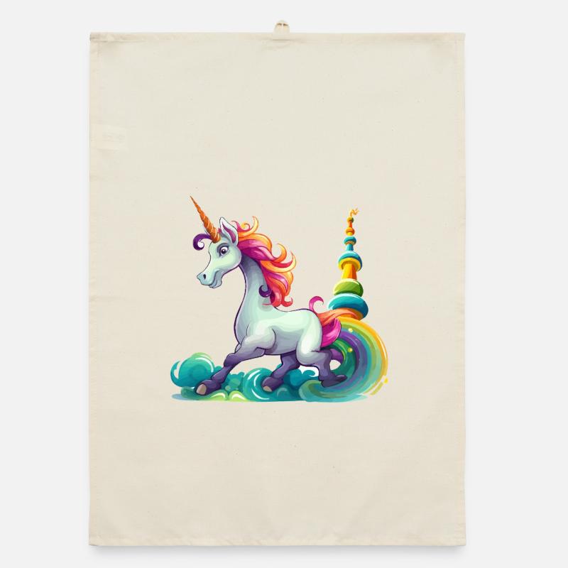 Rainbow Unicorn Carnival Design Organic dish towel