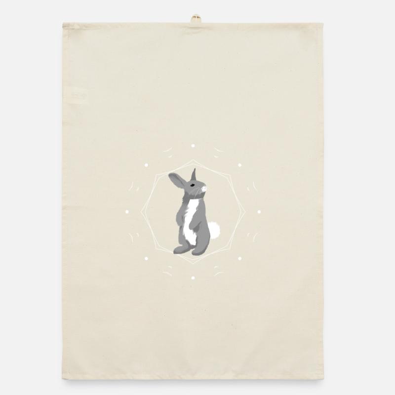 Rabbit in geometry ring - Organic dish towel - nature