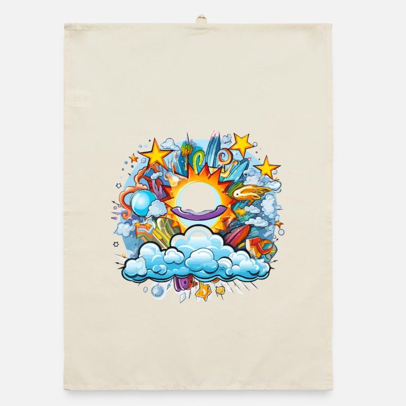 Kosmische Sonnenflug Doodle Organic Geschirrtuch