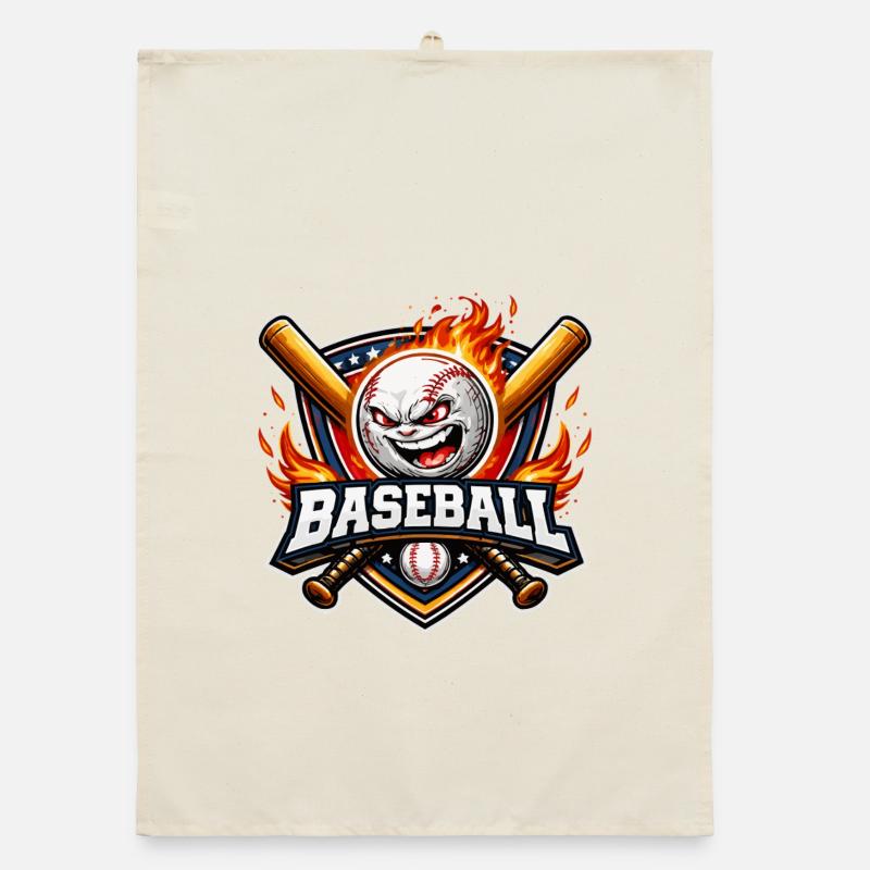 Flammendes Baseball-Maskottchen Organic Geschirrtuch