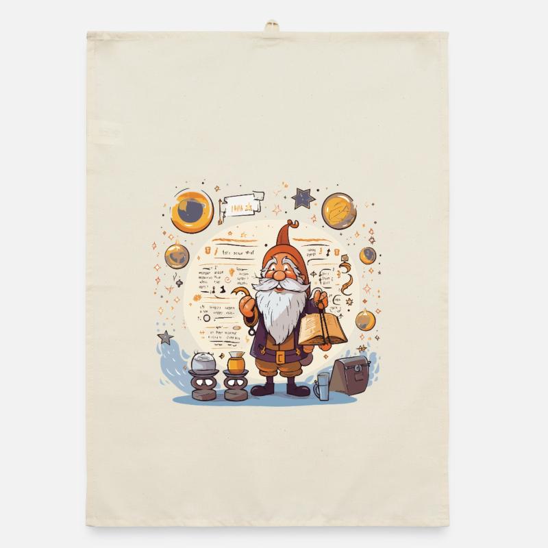 Space Gnome with Spellbook Organic dish towel