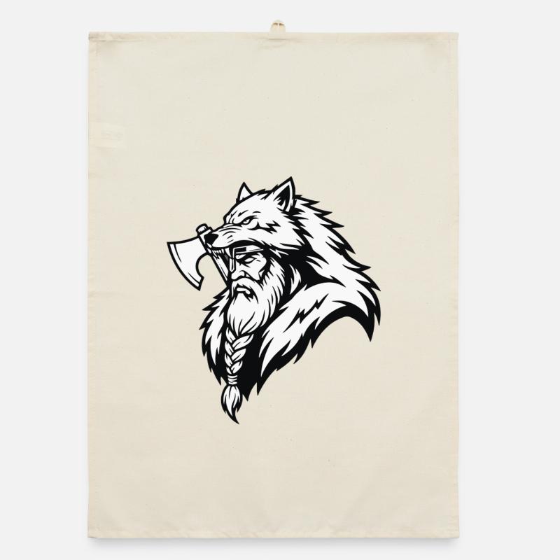 Viking Ulfhednar Warrior Wolf Berserker Mascot Organic dish towel