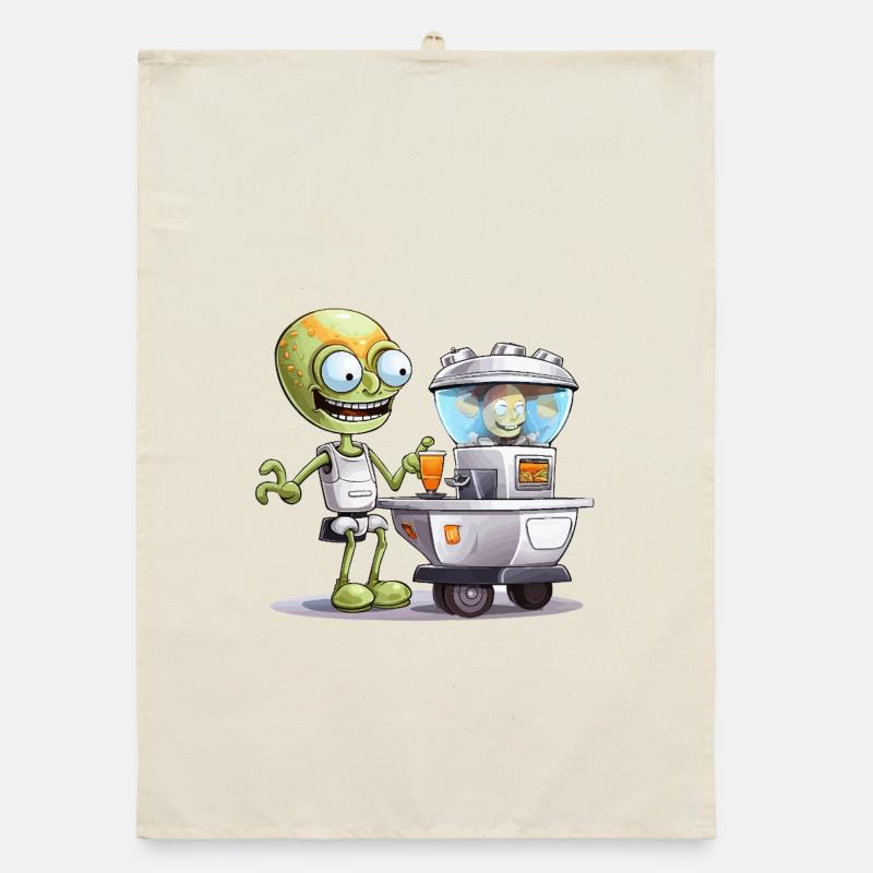 Alien Bartender at Space Bar Organic dish towel