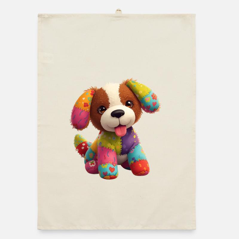 Patchwork Pup  Organic dish towel