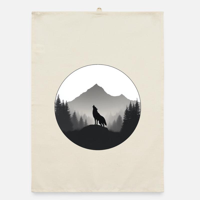 wild wolf logo Organic dish towel