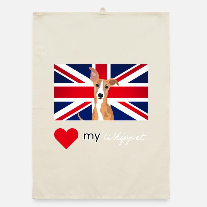 LUVMYWHIPPET (White text, Vibrant) - Organic dish towel - nature
