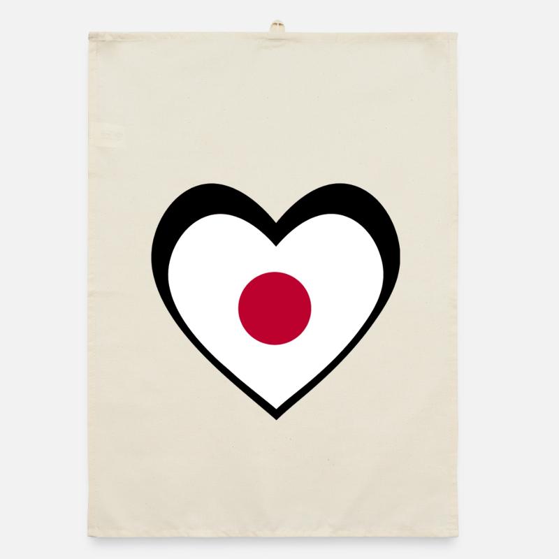 日本 ブラックハート – 日本への愛 Organic Geschirrtuch