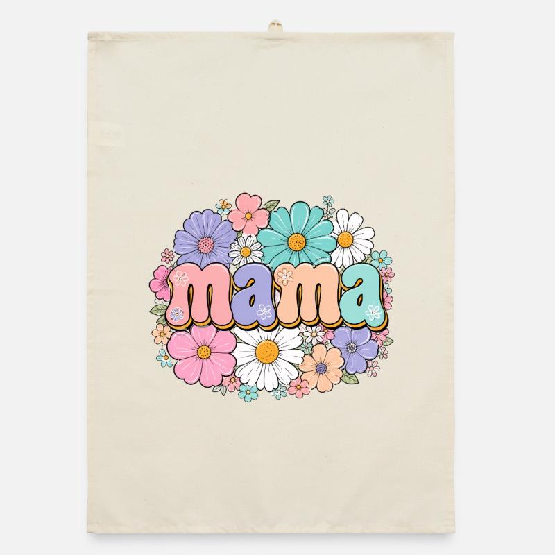 Fleurs de maman rétro Torchon bio