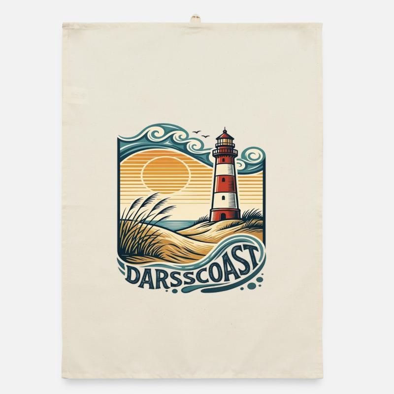 DarsCoast Lighthouse Coastal Wave Organic dish towel