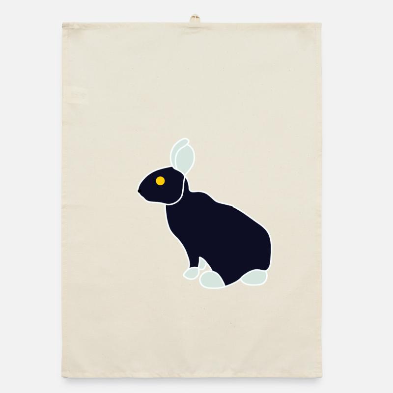 Minimalistischer Blue Black Rabbit - Organic Geschirrtuch - Natur