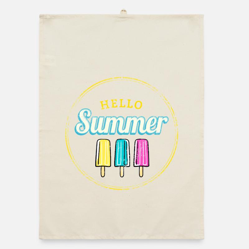 Eis mit Stiel Hallo Sommer Vintage Eiscreme Design Organic Geschirrtuch
