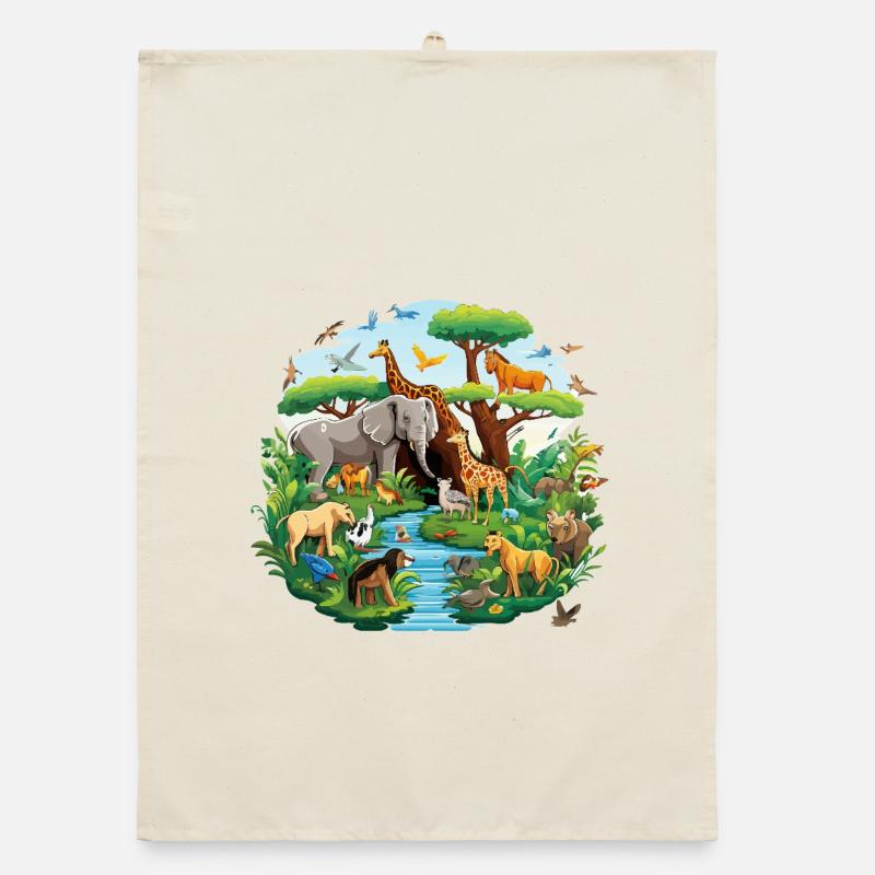 Dschungelpanorama der Tierwelt Organic Geschirrtuch