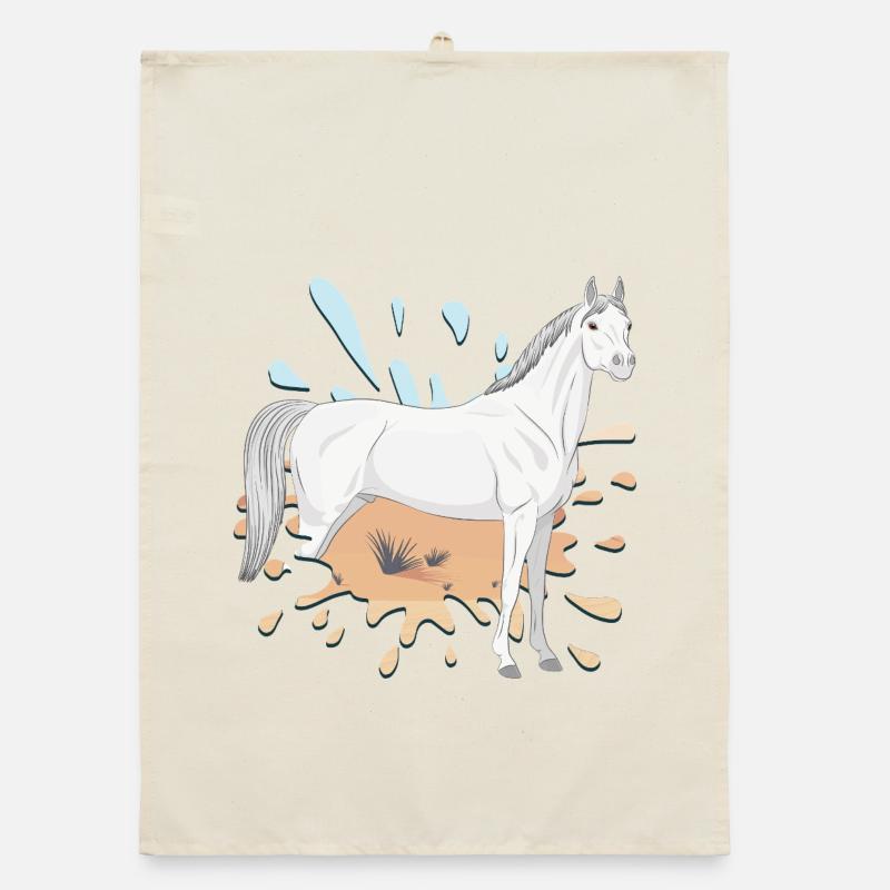 Un cheval Abbayan et un désert dans une tache Torchon bio