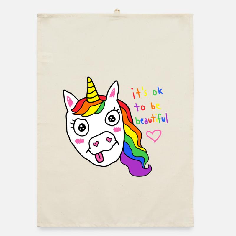 Es ist okay, ein schönes Regenbogen-Einhorn zu sein Organic Geschirrtuch