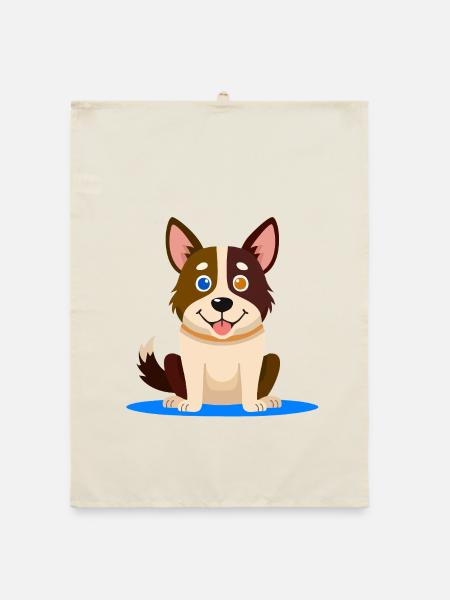 Kleiner bunter Hund (Comic) - Organic Geschirrtuch - Natur - Vorne