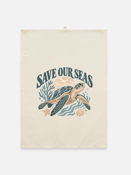 Save Our Seas Sea Turtle - Organic Geschirrtuch - Natur - Vorne