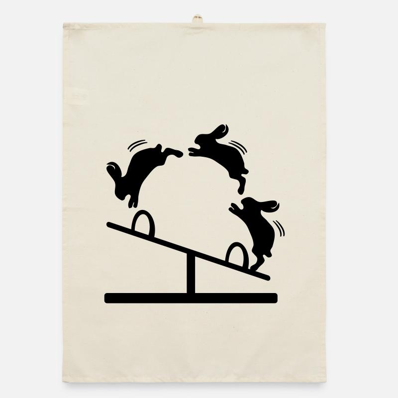 EASTER BUNNIES JUMPING BUNNY SWING Organic dish towel