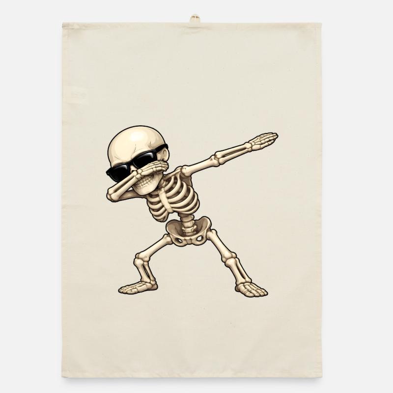 Dabbing Skeleton Organic dish towel