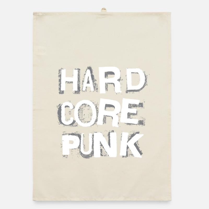 Hardcore Punk Stencil Text Organic dish towel