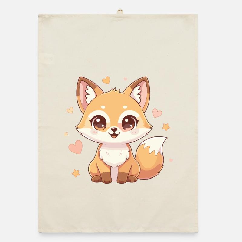 Kuschelfuchs mit Herzchen Charme Organic Geschirrtuch