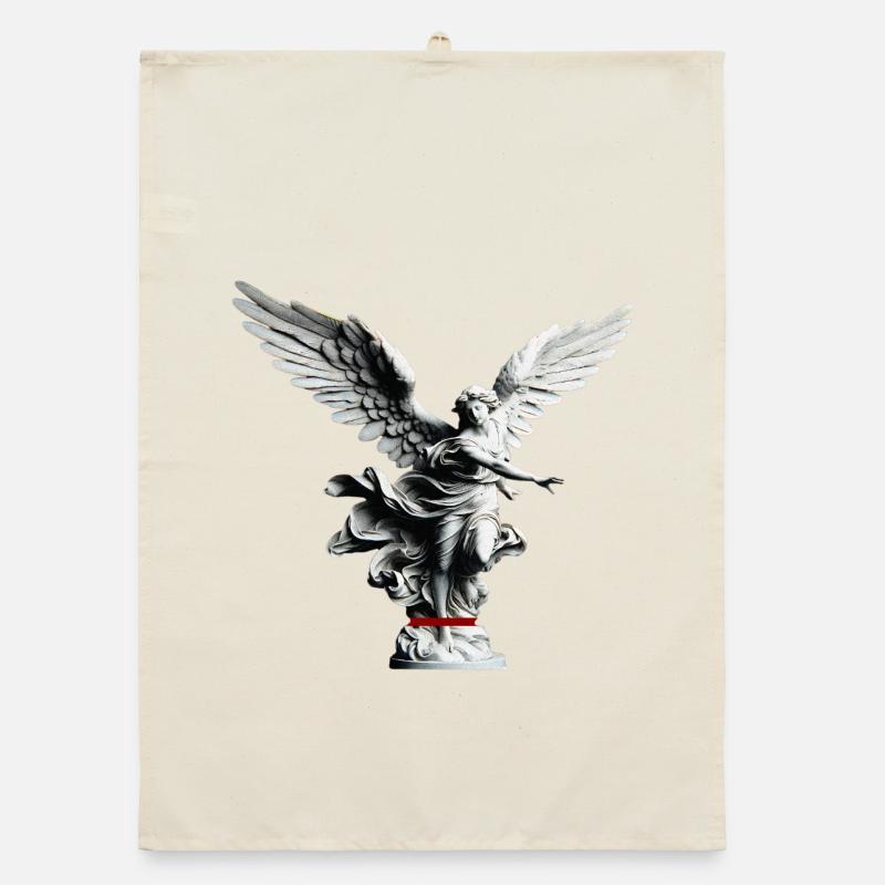 Statue d’ange Élégance en noir et blanc Torchon bio