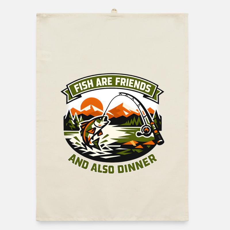 Fischfreunde Und Abendessen Organic Geschirrtuch