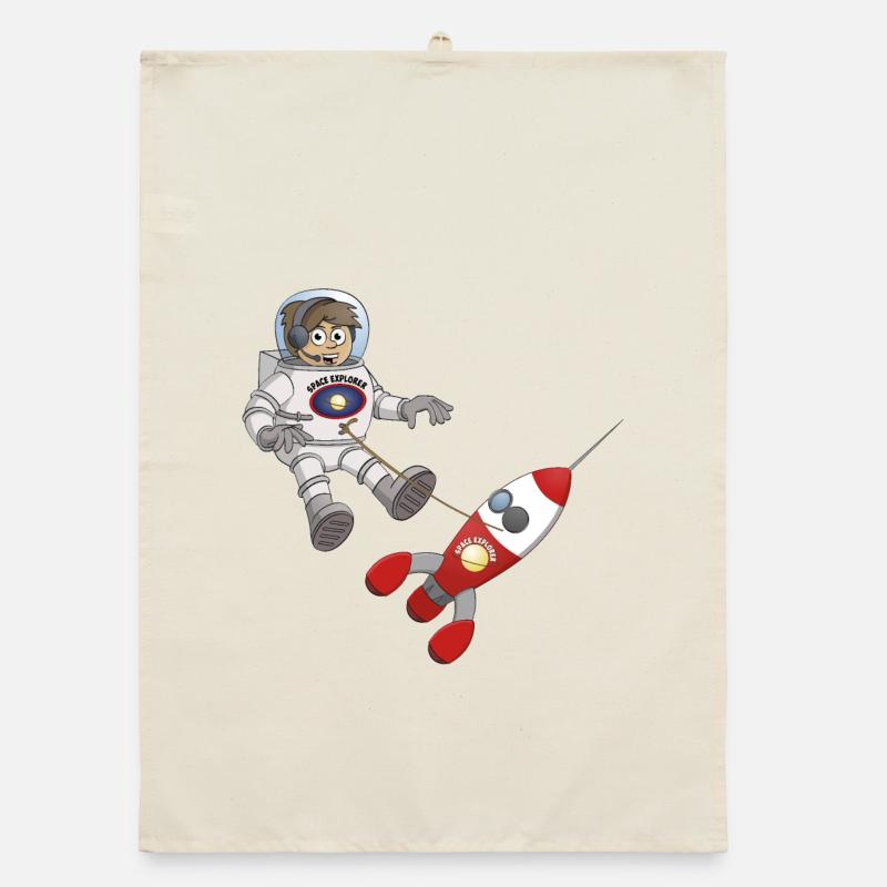 Space explorer “The astronaut and hisspaceship" Organic dish towel