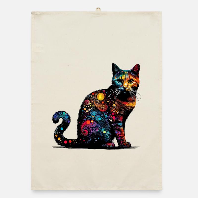 Katze - Organic Geschirrtuch - Natur