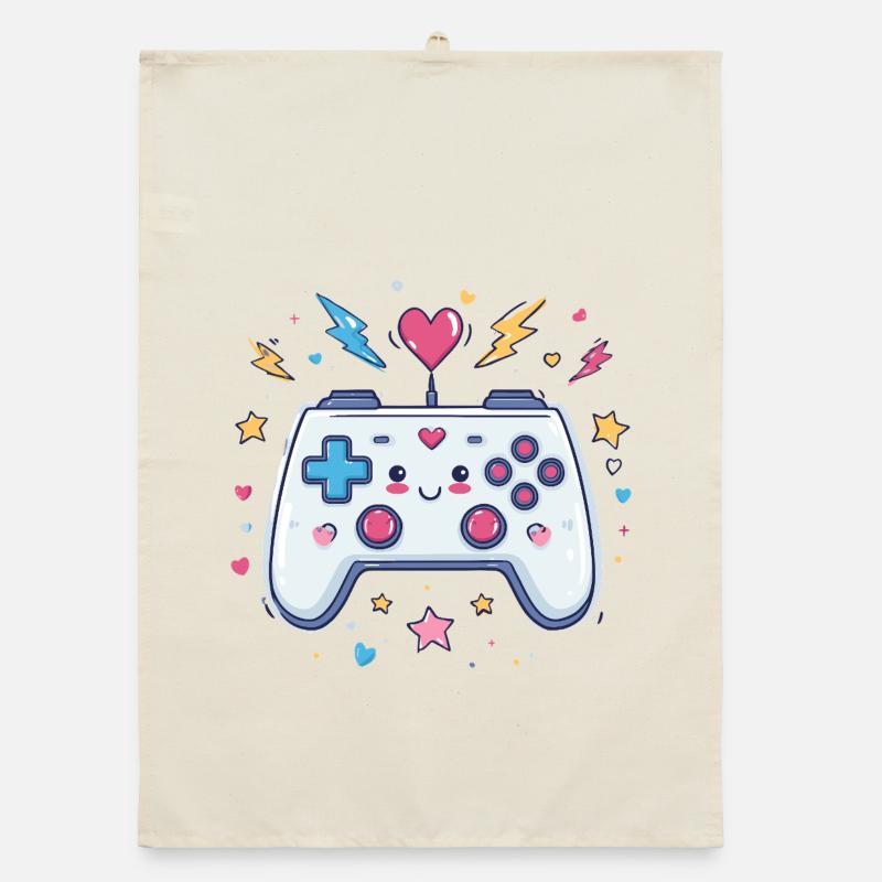 Herzcontroller Doodle Pixel Pop Organic Geschirrtuch