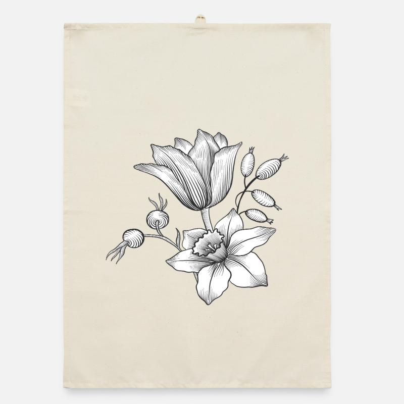 Flower tendril Organic dish towel