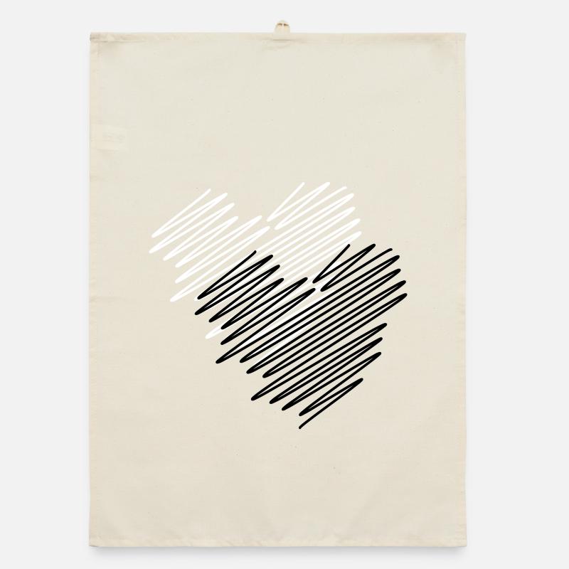Two Hearts Scribble Organic dish towel