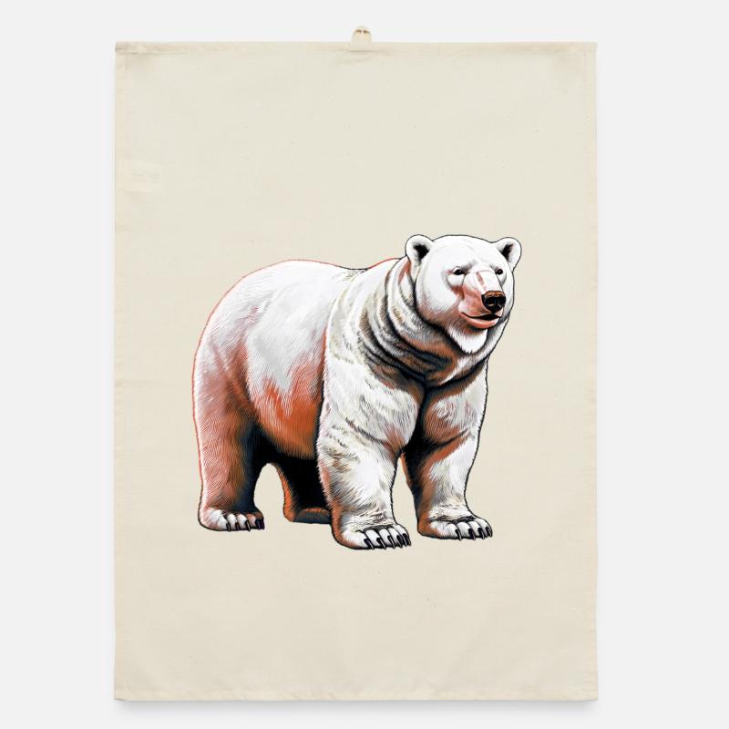 White polar bear Organic dish towel