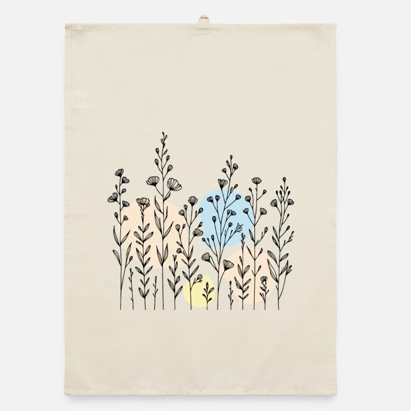 Delicate Botanical Pattern in Soft Tones Organic dish towel