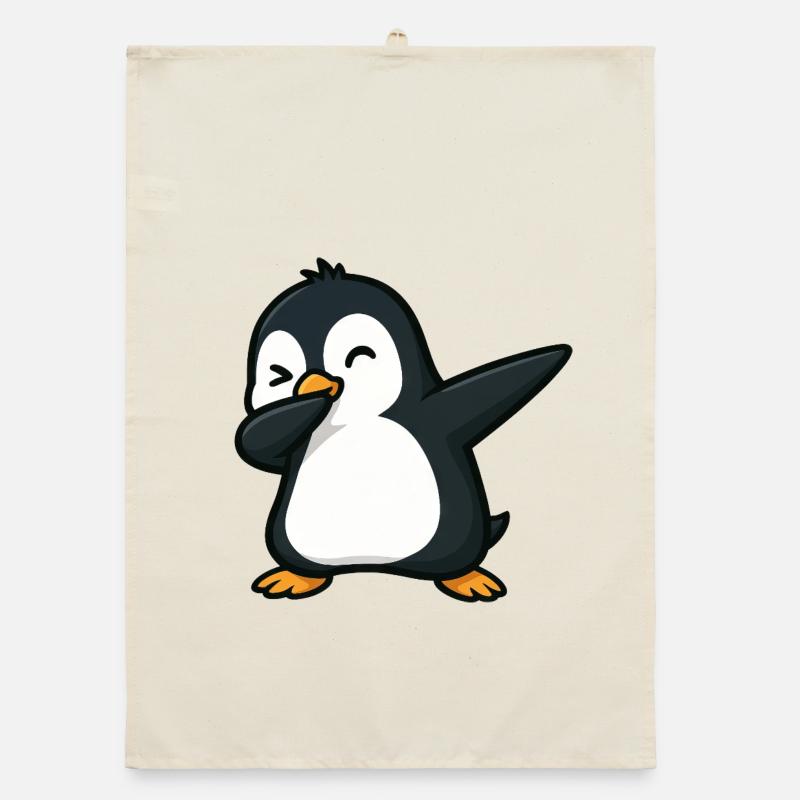 pingouin mignon dabbing cool dessin animé clin d’œil Torchon bio