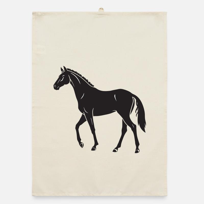 Conception élégante de la silhouette du cheval noir Torchon bio