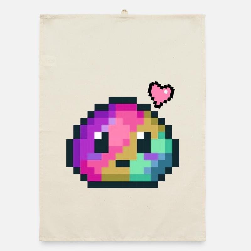 Pixel Farbexplosion Herz 8 Bit Retro Style  Organic Geschirrtuch