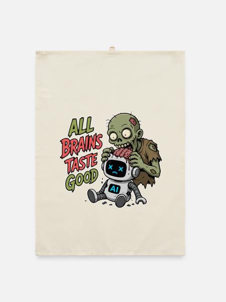KI Zombie Halloween - Organic Geschirrtuch - Natur - Vorne