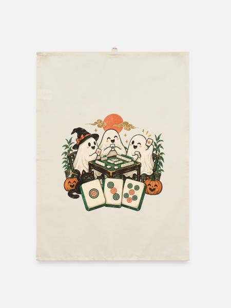 Geister-Mahjong-Nacht - Organic Geschirrtuch - Natur