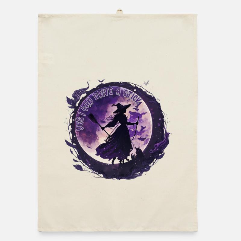 Moon Magic Witch Under Night Moon Halloween Organic dish towel