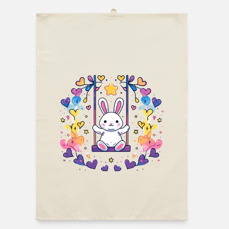 Design joyeux de balançoire de lapin Torchon bio