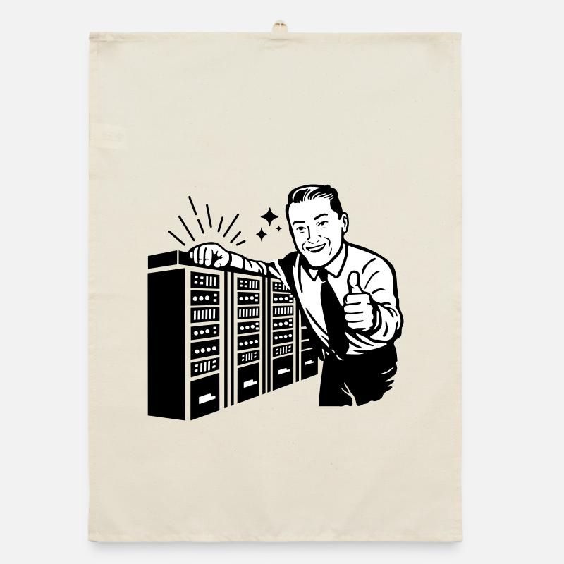 Retro IT Admin Smiling – Vintage Tech Support Organic dish towel