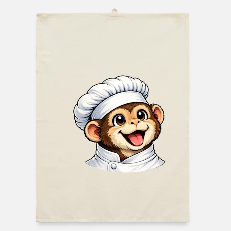 Dessin animé Singe Chef Mignon Torchon bio