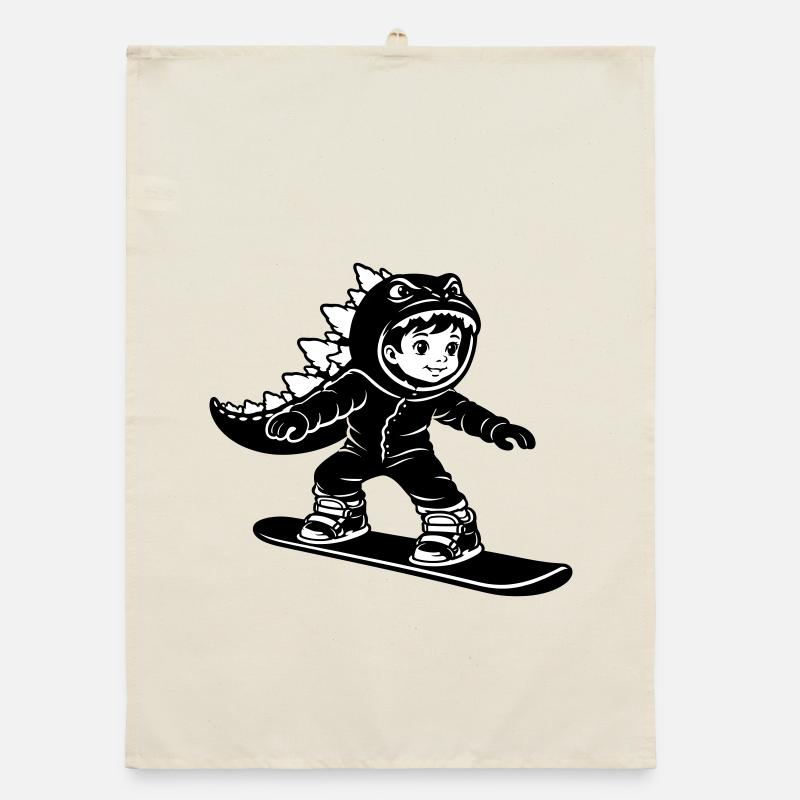Dragon Garçon du Snowboard Torchon bio
