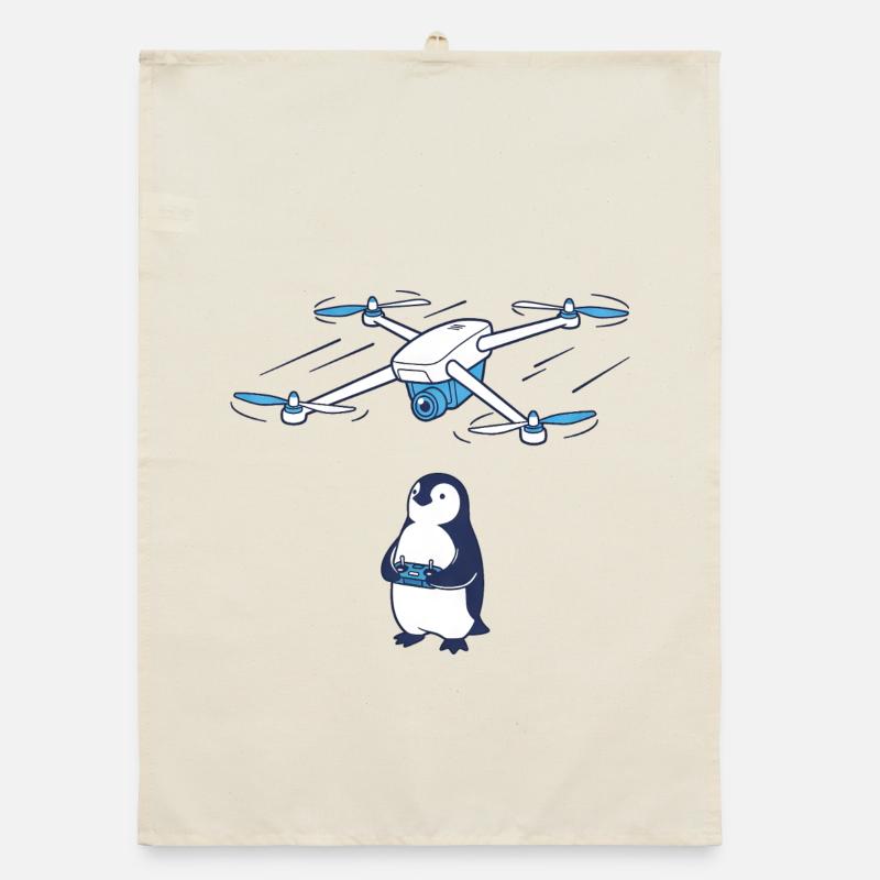 Drone and Penguin Organic dish towel